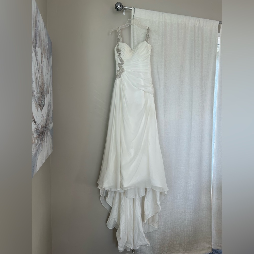 Elegant White Wedding Dress with Beaded Straps